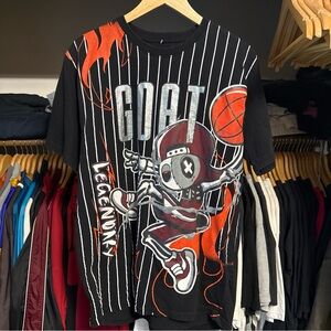 Southpole Shirt Mens Black GOAT Legendary Basketball Flames Graphic Tee XL